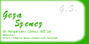 geza szencz business card